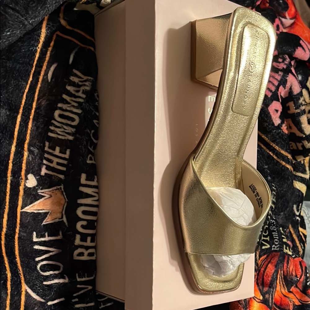 Chinese Laundry Gold Block Heel Sandals